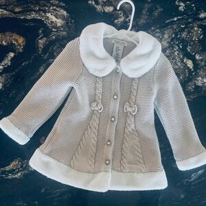 Chic Knit Cardigan with Faux Fur Collar